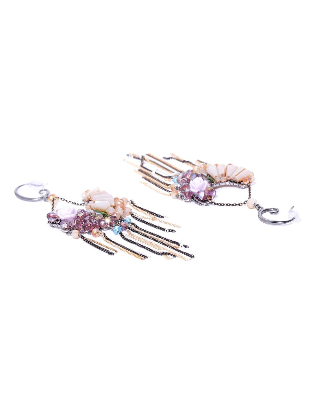 YouBella Multicoloured Gold-Plated Beaded Contemporary Drop Earrings